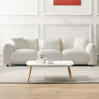 Divano moderno di metà secolo beige / arancione a 3 posti