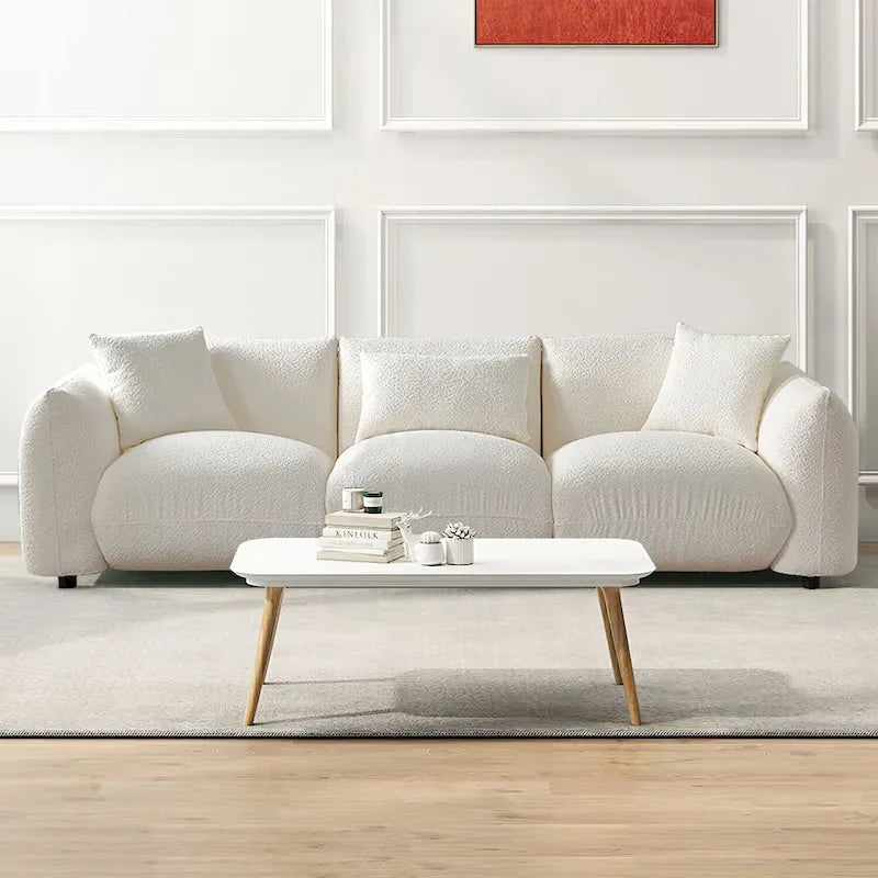 Beige / Orange Mid-Century Modern 3-Seater Sofa