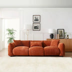 Divano moderno di metà secolo beige / arancione a 3 posti