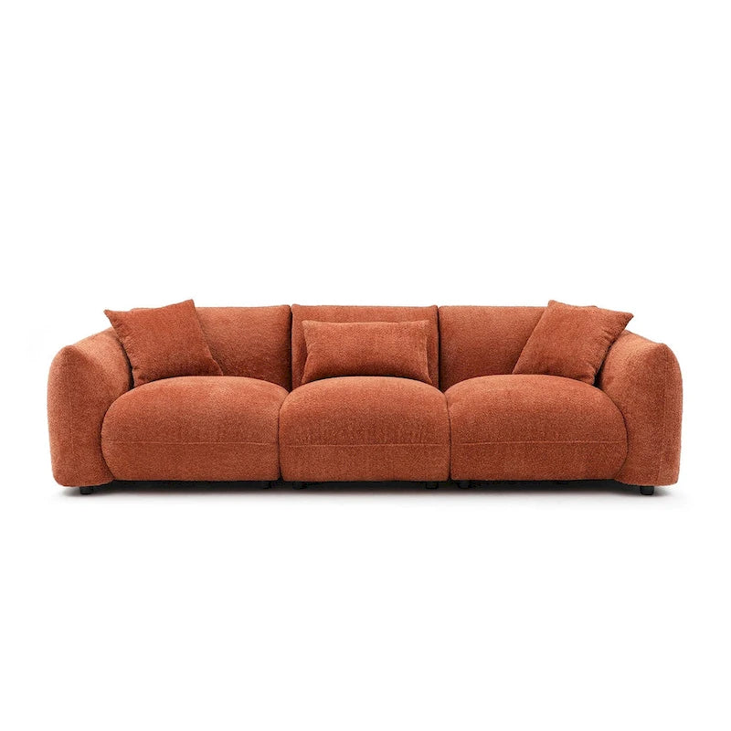 Beige / Orange Mid-Century Modern 3-Seater Sofa