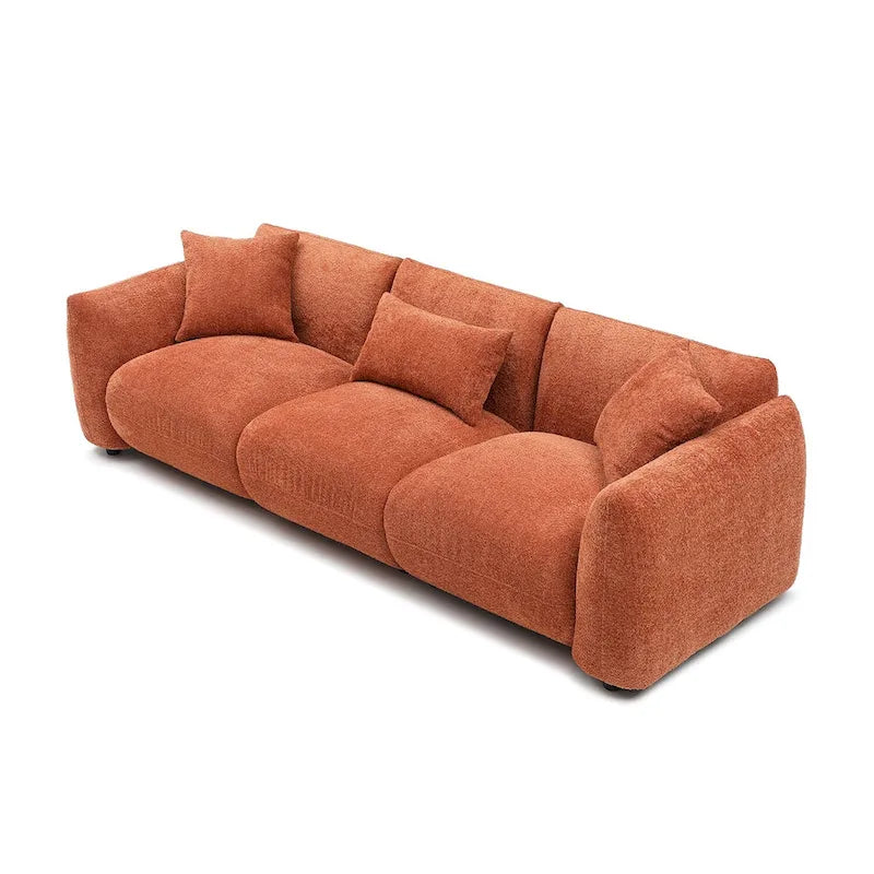 Divano moderno di metà secolo beige / arancione a 3 posti