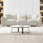 Divano moderno di metà secolo beige / arancione a 3 posti