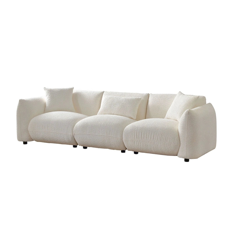 Divano moderno di metà secolo beige / arancione a 3 posti