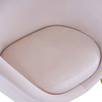 Poltrona d'accento in tessuto teddy verde acqua / rosa / bianco crema, schienale curvo, gambe dorate, seduta singola
