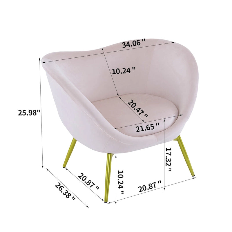 Poltrona d'accento in tessuto teddy verde acqua / rosa / bianco crema, schienale curvo, gambe dorate, seduta singola