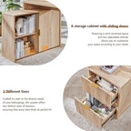 Natural Oak / Grayish Green / Off White L-Shaped Desk, 67", Single, with Charging Station & Storage