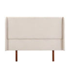 Letto a piattaforma in bambù marrone, testiera in lino a doppia ala da 48", King/Queen, 1 persona