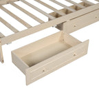 Beige/graues Tagesbett aus Holz in Einzelbettgröße mit Ausziehbett oder Schubladen, Schlafplatz für 1–2 Personen