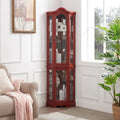 Cherry Corner Curio Cabinet with Glass Doors & Shelves, Lighted, Single-User Assembly