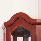 Cherry Corner Curio Cabinet with Glass Doors & Shelves, Lighted, Single-User Assembly