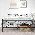 Struttura letto a piattaforma in metallo nero con testiera, completo/queen size, 1 persona