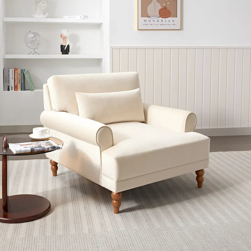 Poltrona d'accento in velluto beige, seduta singola