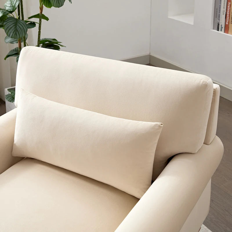Poltrona d'accento in velluto beige, seduta singola