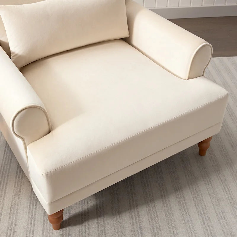 Poltrona d'accento in velluto beige, seduta singola