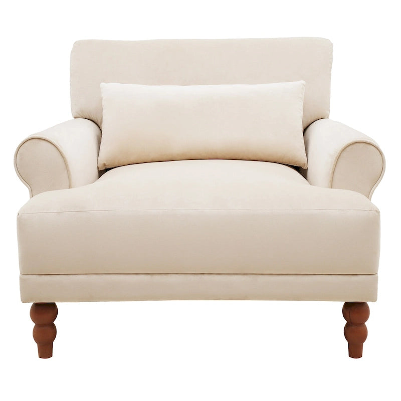 Poltrona d'accento in velluto beige, seduta singola