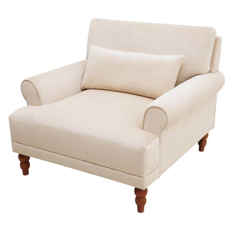 Poltrona d'accento in velluto beige, seduta singola