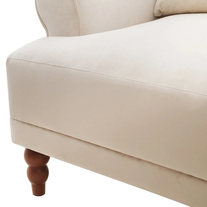 Poltrona d'accento in velluto beige, seduta singola