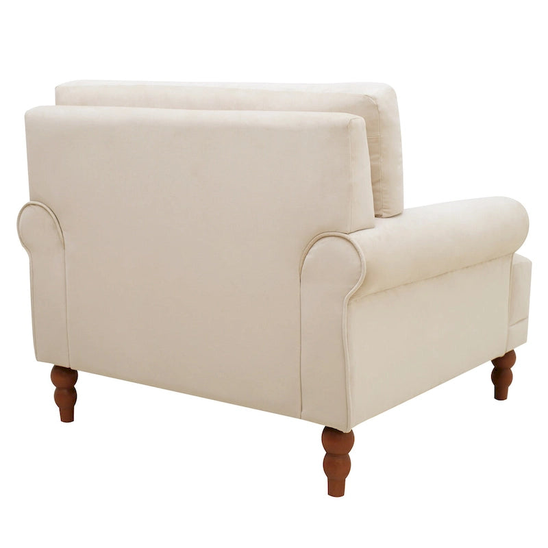 Poltrona d'accento in velluto beige, seduta singola