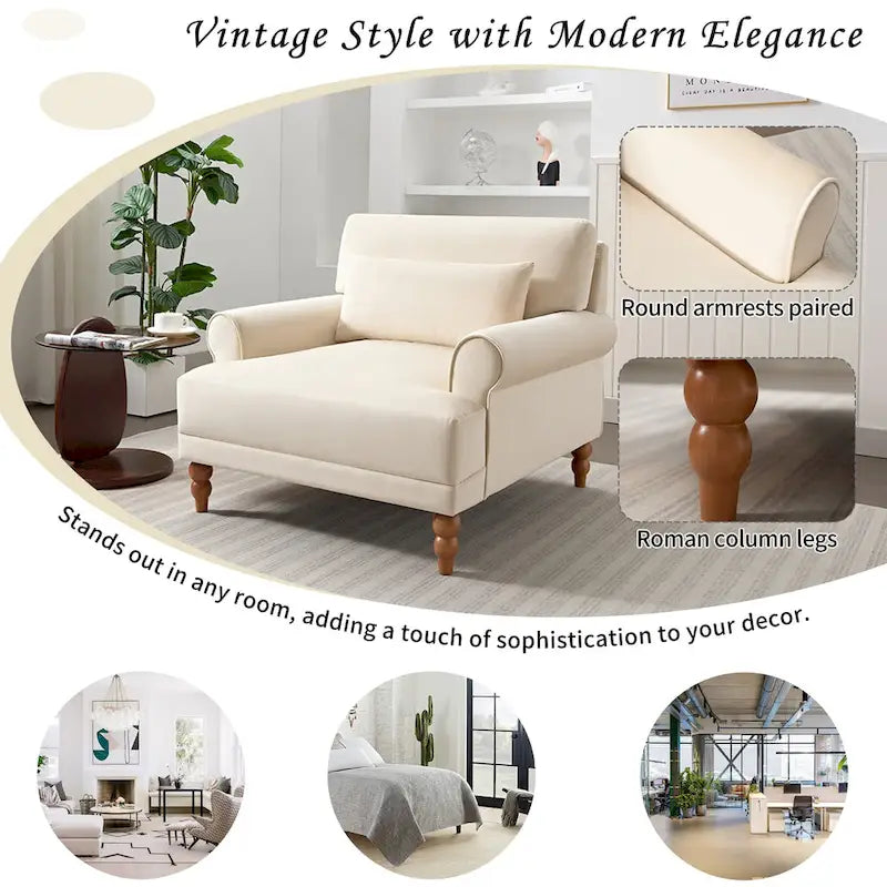 Poltrona d'accento in velluto beige, seduta singola