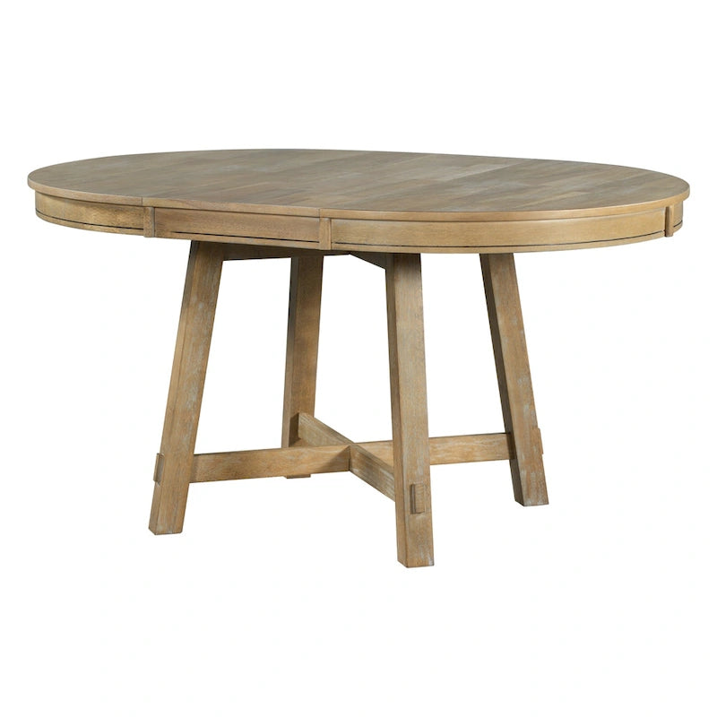 Round Extendable Dining Table, Oak/Antique White or Wood Wash, Seats 4–6