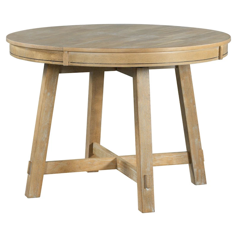 Round Extendable Dining Table, Oak/Antique White or Wood Wash, Seats 4–6