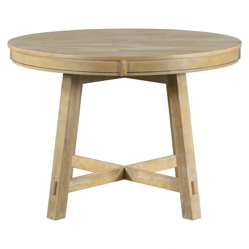 Round Extendable Dining Table, Oak/Antique White or Wood Wash, Seats 4–6