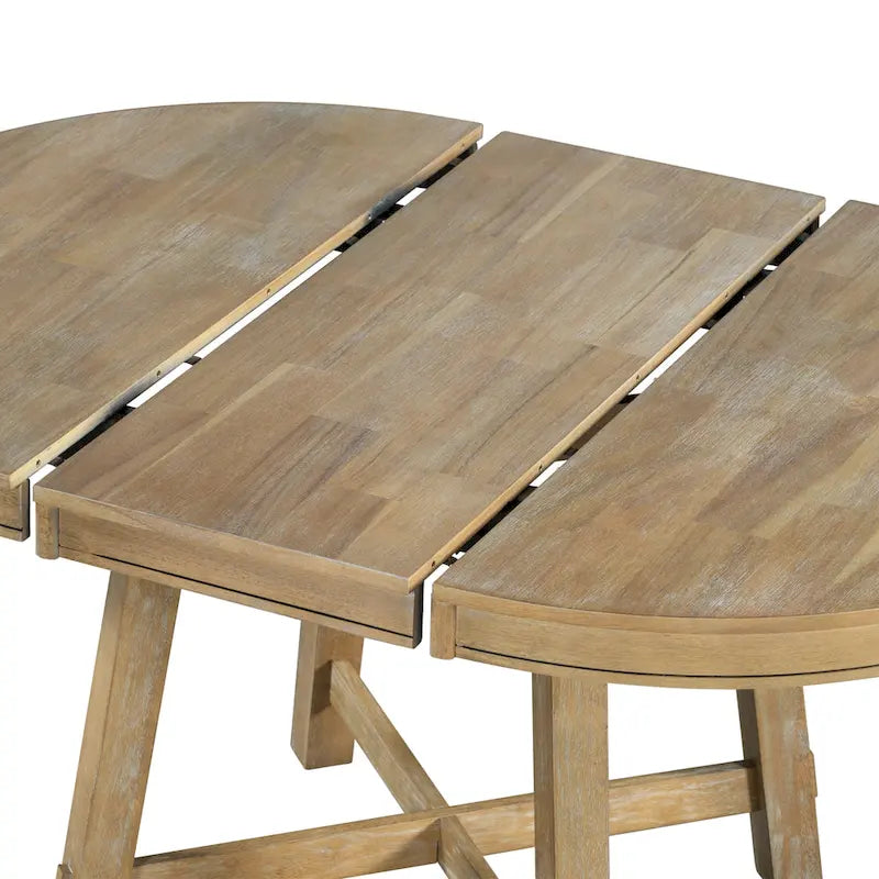 Round Extendable Dining Table, Oak/Antique White or Wood Wash, Seats 4–6