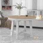 Round Extendable Dining Table, Oak/Antique White or Wood Wash, Seats 4–6