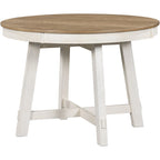 Round Extendable Dining Table, Oak/Antique White or Wood Wash, Seats 4–6