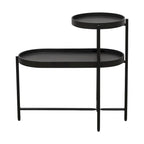 Black 2-Tier Side Table, Metal Frame & Wood Shelf, 1-Person Assembly