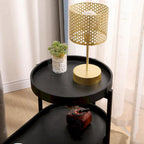 Black 2-Tier Side Table, Metal Frame & Wood Shelf, 1-Person Assembly