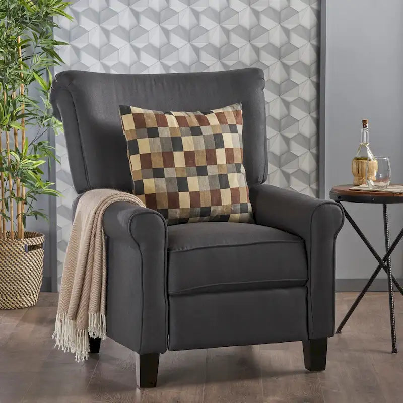 Traditional Fabric Recliner, Single Seat – Charcoal / Coffee / Teal / Grey