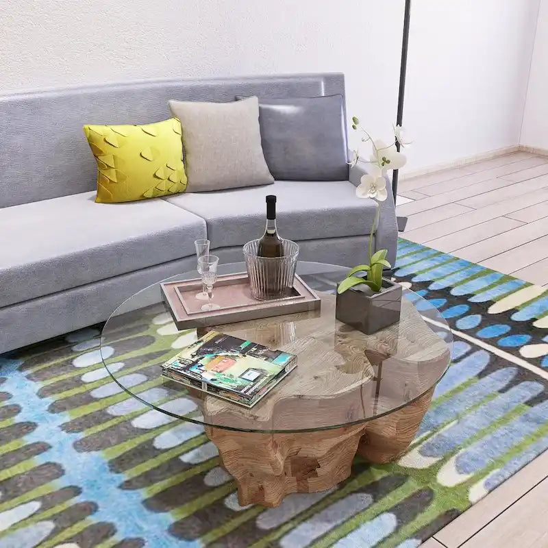 Clear Round Tempered Glass Table Top, Flat Polished Edge