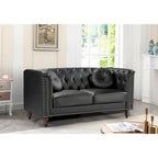 Divanetto Chesterfield in similpelle Beige/Nero/Marrone - 2 posti