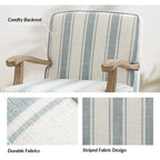 Boerderijstijl accentfauteuil in grijs/strepen/blauw/beige, polyester en massief hout, set van 2