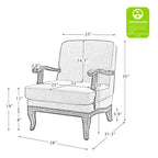 Boerderijstijl accentfauteuil in grijs/strepen/blauw/beige, polyester en massief hout, set van 2