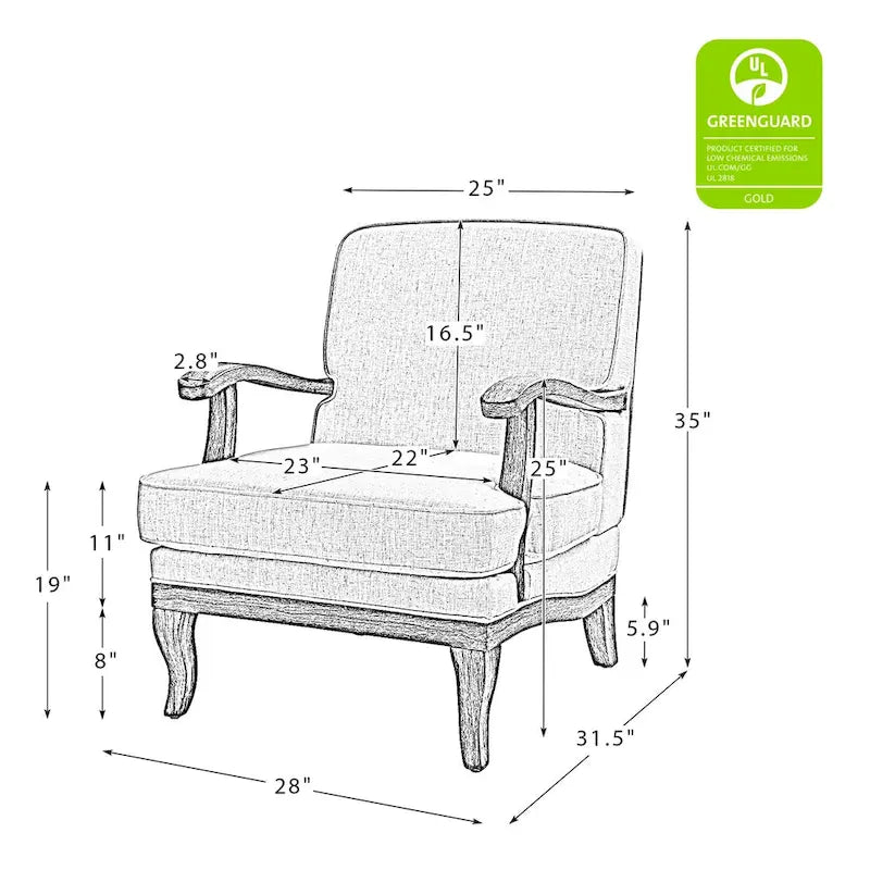 Boerderijstijl accentfauteuil in grijs/strepen/blauw/beige, polyester en massief hout, set van 2