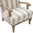 Boerderijstijl accentfauteuil in grijs/strepen/blauw/beige, polyester en massief hout, set van 2