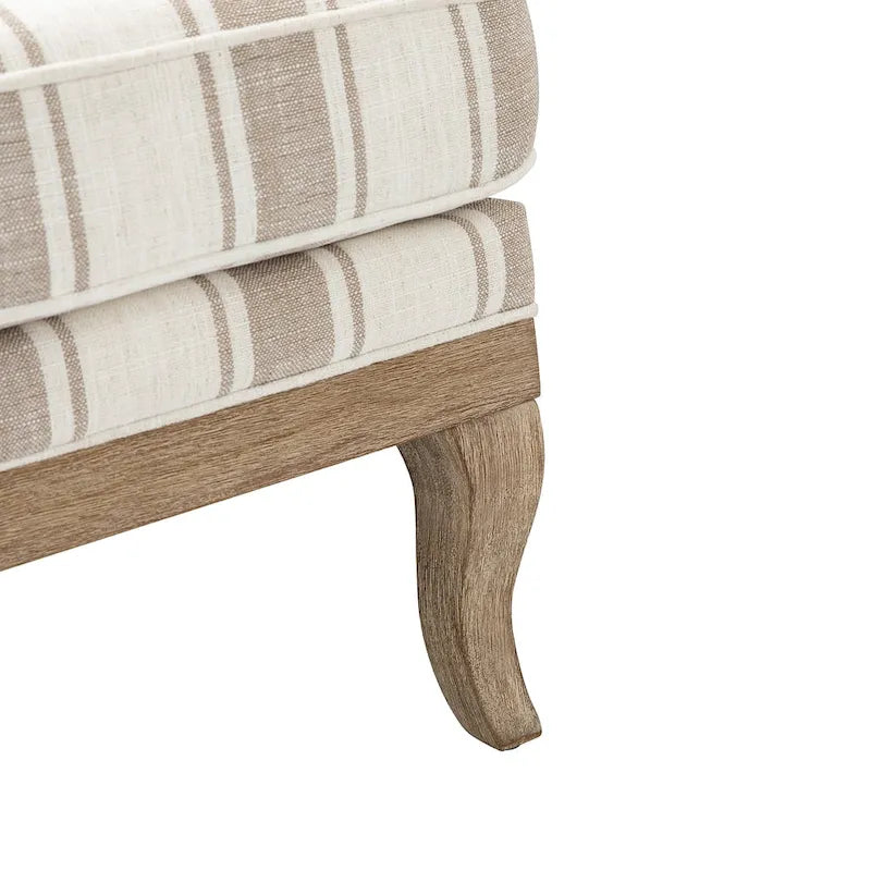 Boerderijstijl accentfauteuil in grijs/strepen/blauw/beige, polyester en massief hout, set van 2