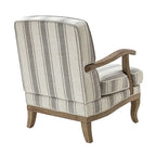 Boerderijstijl accentfauteuil in grijs/strepen/blauw/beige, polyester en massief hout, set van 2