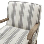 Boerderijstijl accentfauteuil in grijs/strepen/blauw/beige, polyester en massief hout, set van 2