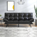 Divano letto futon trasformabile in similpelle Nero/Marrone, schienale sdoppiato regolabile, matrimoniale, per 2 persone