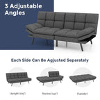 Divano letto futon trasformabile in similpelle Nero/Marrone, schienale sdoppiato regolabile, matrimoniale, per 2 persone