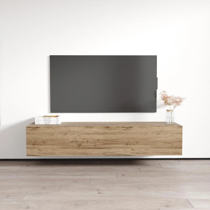 Mobile TV sospeso a parete nero / bianco / rovere / grigio, 63", adatto a TV fino a 70", montaggio per 1 persona
