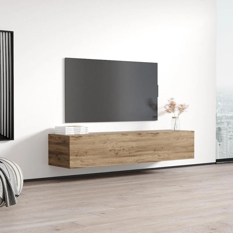 Mobile TV sospeso a parete nero / bianco / rovere / grigio, 63", adatto a TV fino a 70", montaggio per 1 persona