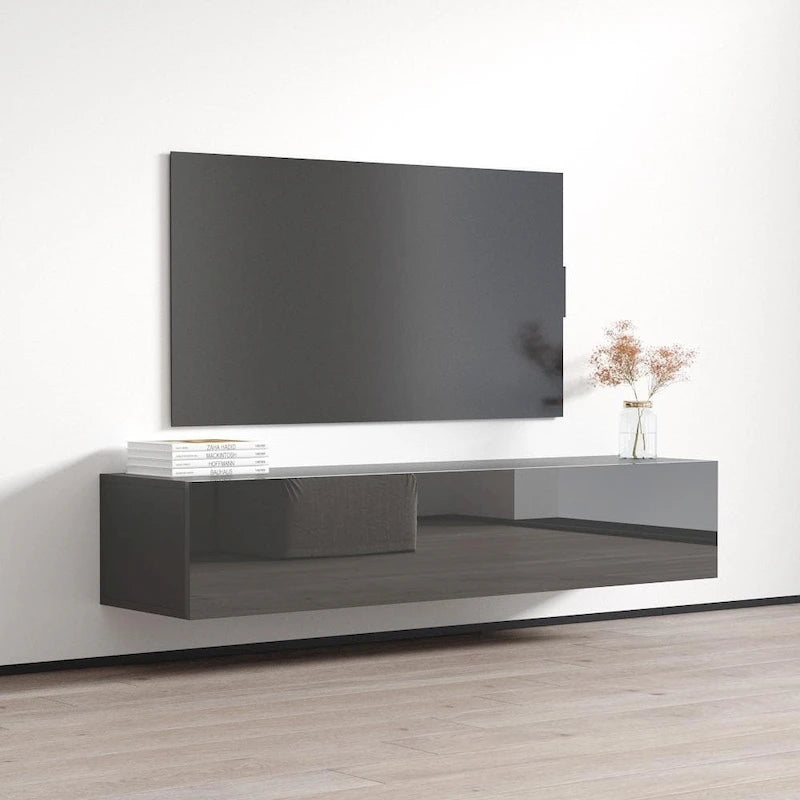 Mobile TV sospeso a parete nero / bianco / rovere / grigio, 63", adatto a TV fino a 70", montaggio per 1 persona