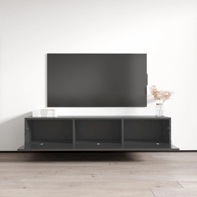 Mobile TV sospeso a parete nero / bianco / rovere / grigio, 63", adatto a TV fino a 70", montaggio per 1 persona
