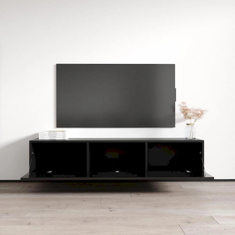 Mobile TV sospeso a parete nero / bianco / rovere / grigio, 63", adatto a TV fino a 70", montaggio per 1 persona