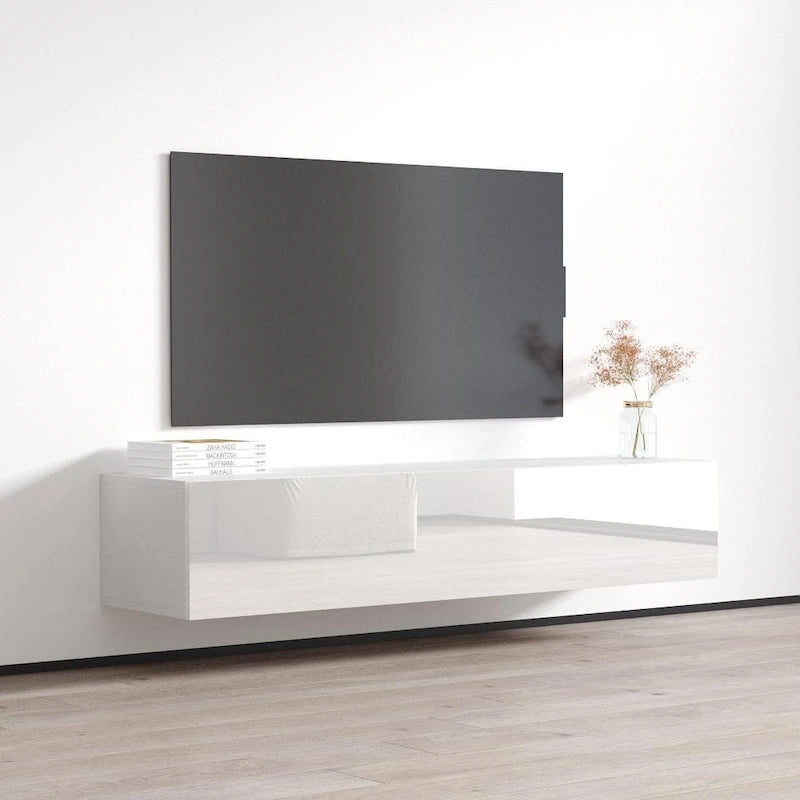 Mobile TV sospeso a parete nero / bianco / rovere / grigio, 63", adatto a TV fino a 70", montaggio per 1 persona