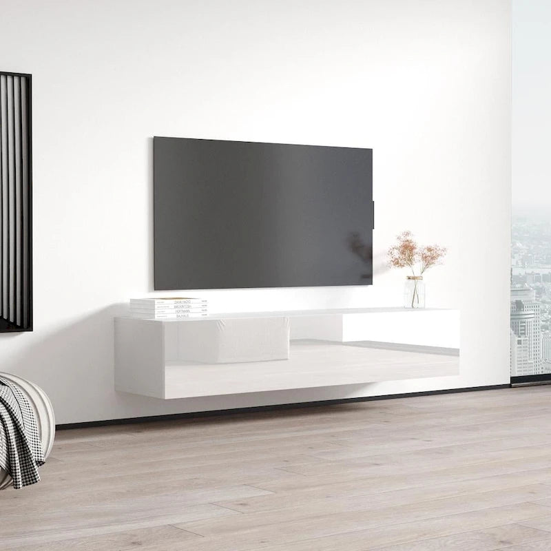 Mobile TV sospeso a parete nero / bianco / rovere / grigio, 63", adatto a TV fino a 70", montaggio per 1 persona